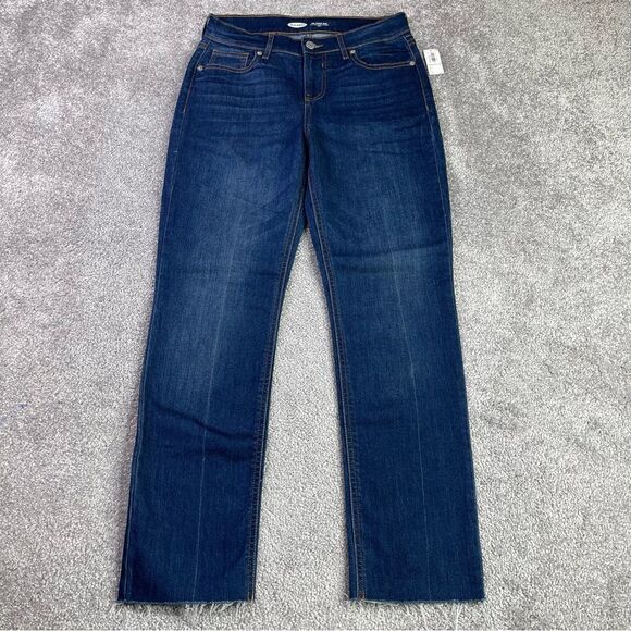 Old Navy Jeans Women’s 2 Blue Straight Ankle Mid-Rise Dark Denim The Power Jean - Picture 1 of 13